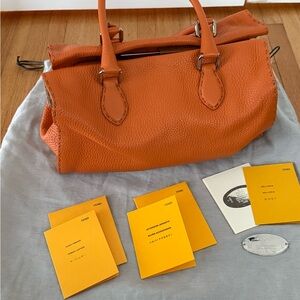 Fendi Orange Leather Satchel